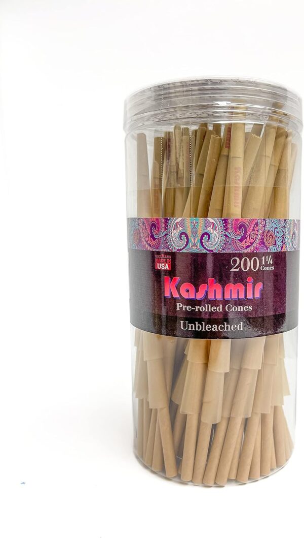 Kashmir Pre Rolled Cones Rolling Papers 1 1/4 Rolling Cones Unbleached Rolling Papers Pre Rolled Cones 78 mm Natural Fibers Easy to Use and Convenient Preroll Cones (1-1/4 200ct)