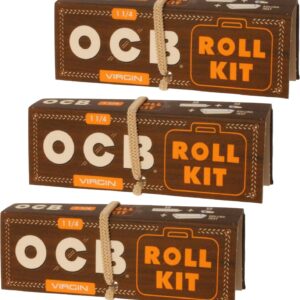 OCB Virgin 1 1/4 Roll Kit incl. Paper/Tips/Rolling Tray (3 Pack)