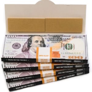 Empire Rolling® Benny Original 4-Pack – King Size Ultra-Thin Rolling Papers with Tips, $100 Bill Design, Natural Fibers, 111mm x 44.5mm (80 Papers + 80 Tips)