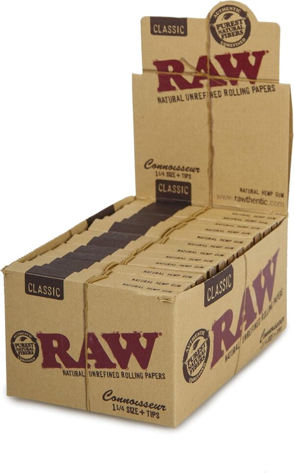 Raw Classic Connoisseur 1.25 1 1/4 Rolling Paper With Tips (24) - Image 2