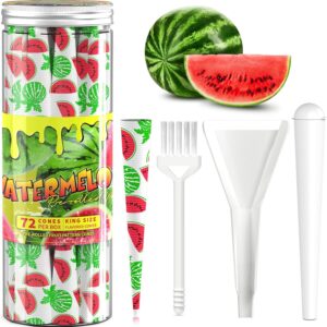 Fruit Flavored Paper Cones 72 Pack King Size Papers Cones with Tips & Packing Tubes Included, Natural Flavor and Chemical-Free Quality Accessories (Watermelon)
