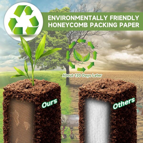 Honeycomb Packing Paper Wrap 15''x328', Substitute Alternative for Bubble Cushioning Wrap for Moving Shipping Packaging, Recyclable Moving Supplies with 48 Fragile Sticker Labels - Image 5