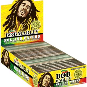 Bob Marley Rolling Paper - 1 1/4" Medium Size (78mm) Paper - Box of 25 Booklets! (50 Leaves Per Book)