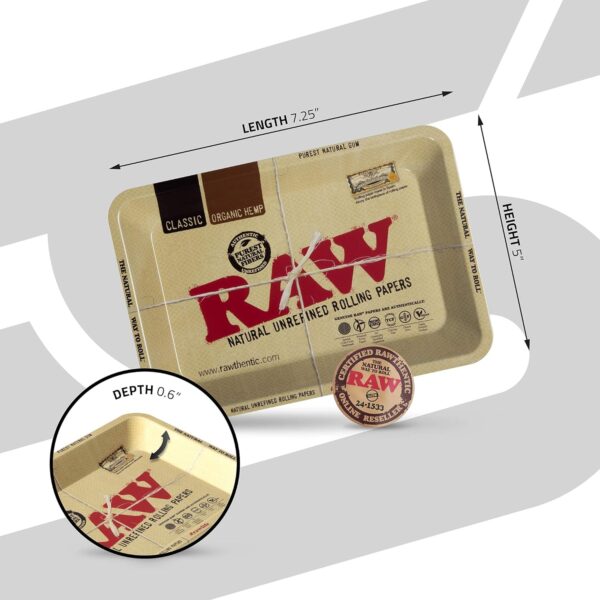 RAW Classic Rolling Tray | Size - Mini | Quality Metal and Curved Corners - No Creases - Image 3