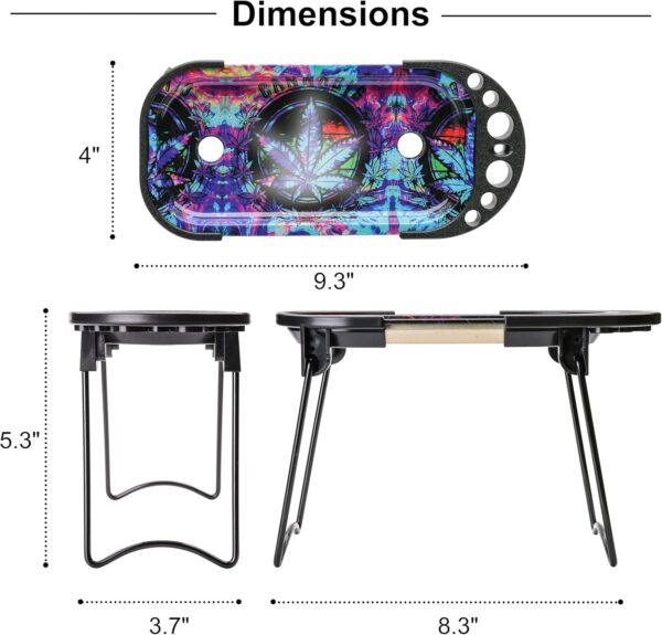 Metal Rolling Tray with Cone Loader for King Size &1 1/4 Size Pre Rolled Cones, Pre Roll Machine, Foldable Stand Cone Filler with Brush & Placement Device - Image 2