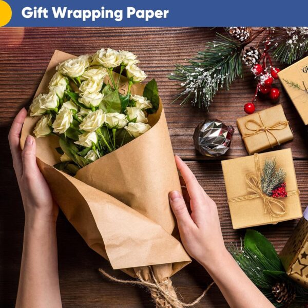 Vanhench Brown Large Kraft Paper Roll 17.8"x 2400", Craft Paper Roll for Bulletin Board Kids Arts Crafts Packing Wrap Moving Shipping Poster Floor Covering Crafting Drawing Craft Table - Image 3
