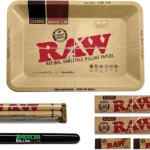 RAW Classic Tray Combo | Includes RAW King Size Slim Classic Cigarette Papers, Original Tips, Classic Task Tray, 110mm Cigarette Machine and ARC Saver (Mini)