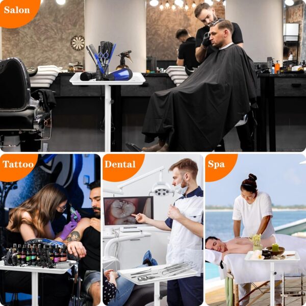 Salon Tray, Salon Rolling Tray with Adjustable Height, Salon Tray on Wheels, Salon Color Tray Ideal Use As Tattoo Tray, Medical Tray and Dental Tray - Image 7