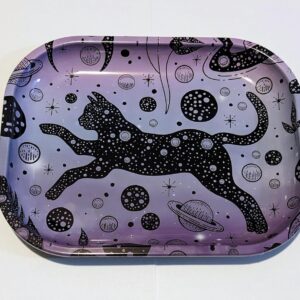 Rolling Tray “Galactic Cat” 5.5” x 7” Metal Tobacco Accessories