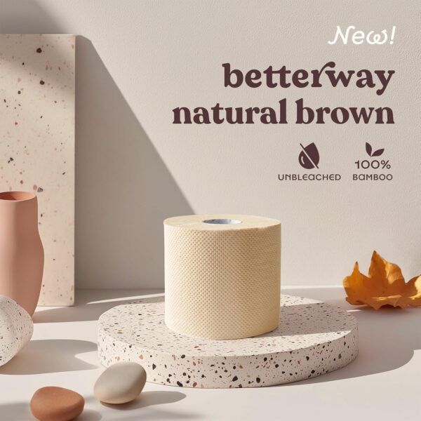 Betterway Unbleached Bamboo Toilet Paper Rolls - Eco-Friendly 3 Ply Toilet Tissue - 12 Double Rolls - 360 Sheets/Roll - Organic, FSC Certified, Septic Safe TP - Lint-Free, PFA-Free Bath Tissue - Image 2