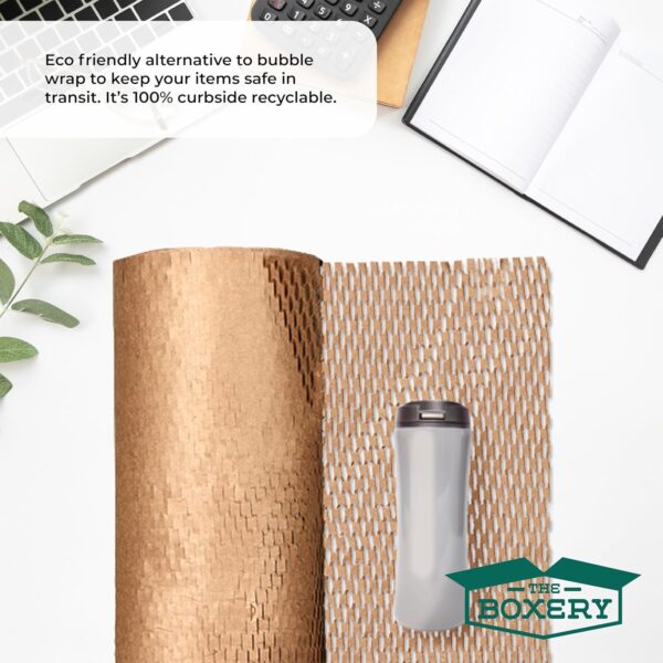 The Boxery Honeycomb Packing Paper 15”x16800” (1400’)-1 Roll Cushioning Wrap, Box Filler, Void Filling, Shipping & Moving Supplies, Alternative to Plastic Bubble|Eco Friendly-Small Business. - Image 6