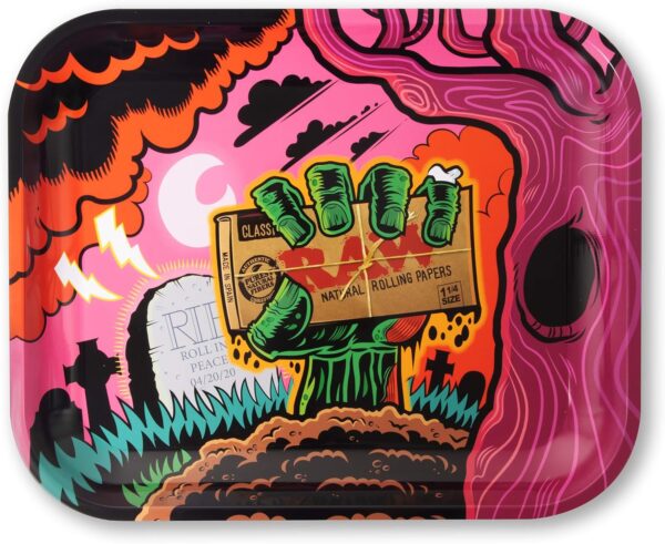 RAW Zombie Metal Rolling Tray - Size - Large - Polished Smooth Edges Simple Maintenance - Rust and Wear Resistant Clear Coating - Image 2