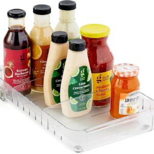YouCopia RollOut Fridge Caddy BPA-Free Clear Rolling Refrigerator Organizer Bin with Adjustable Dividers and Handles, 9" Wide