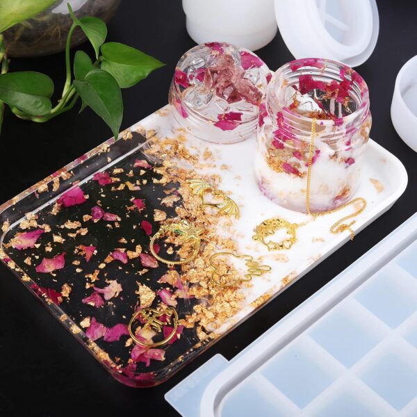 LET'S RESIN Silicone Mold Kit with Rolling Tray, Ashtray Jar with Lid for Casting Epoxy, DIY Storage - Image 5