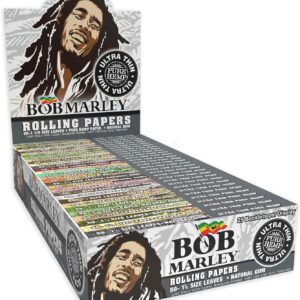 Bob Marley Rolling Paper - 1 1/4" Medium Size (78mm) Ultra Thin Paper - Box of 25 Booklets! (50 Leaves Per Book)