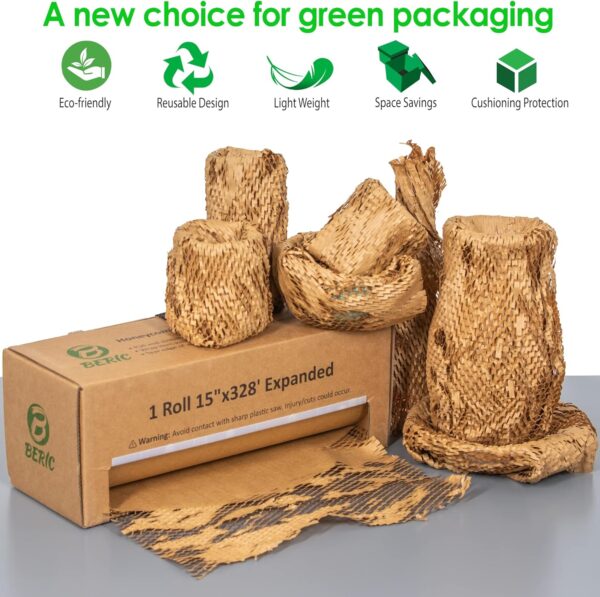 Beric Honeycomb Paper Cushioning Wrap - Packing - Shipping Supplies - Packing Paper - Boxes For Packaging - Alternative To Bubble Wrap Roll - Packing Paper For Moving - 15" X 328' - Image 5