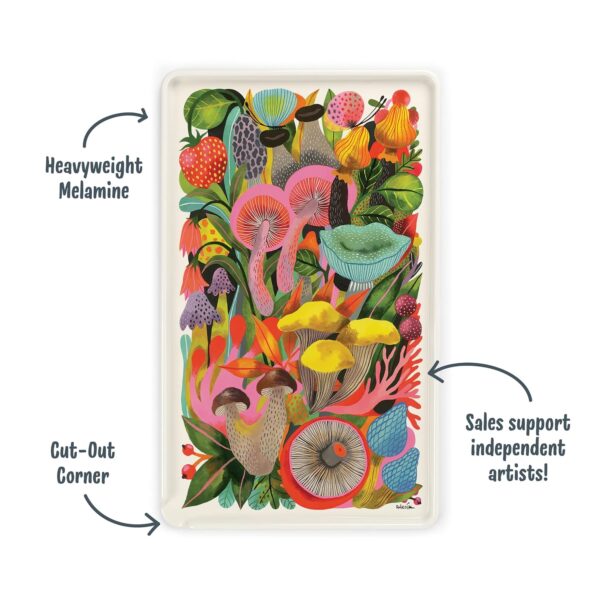 Genuine Fred Super Useful Tray, Mushrooms by Helen Dardik, Melamine Rolling Tray - Image 2