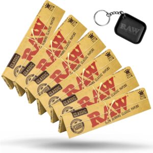 RAW Classic King Size Slim Rolling Paper - 6 Pack - 32 Leaves per Pack = 192 Leaves