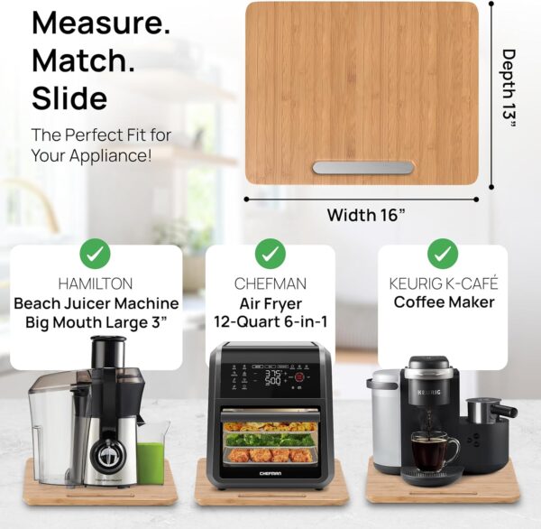 Ibyx Elegant Sliding Tray for Your Coffee Maker & Heavy Kitchen Appliances - Sturdy, Slides Easily from Under The Cabinet (Natural, 16" W x 13" D) - Image 5