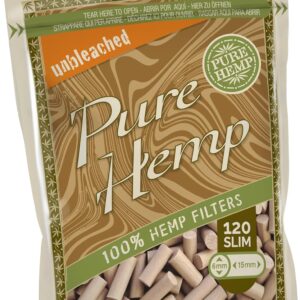 Pure Hemp Unbleached Hemp Rolling Filter Tips 6mm Slim 120ct
