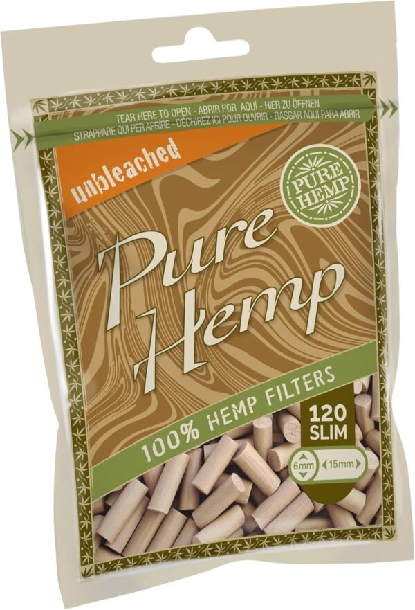 Pure Hemp Unbleached Hemp Rolling Filter Tips 6mm Slim 120ct
