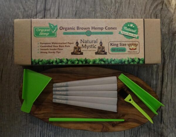 Pre Rolled Cones King Size – 50 Pack Hemp Rolling Paper Unbleached Brown Organic Fibers Classic Preroll Natural Mystic Pre Roll Papers With Filter Tips Use Cone Loader Filling Packing Sticks - Image 6