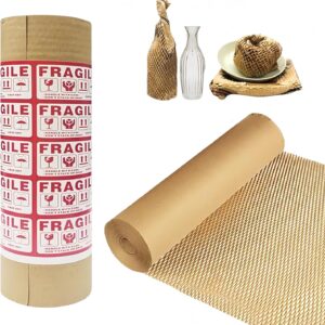 Dish Packing Kit Moving Supplies 15" x660' Honeycomb Wrapping Paper, Large Recyclable Expandable Bubble Cushion Wrap Roll Packing Material for Fragile Items Breakables Plate Glassware Bottle, 80GSM