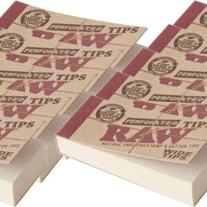 Raw Rolling Papers Perforated Wide Cotton Filter Tips 10 Pack = 500 Tips, 50 Count (Pack of 10)