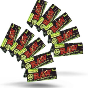 RAW Black Organic 1 1/4 Rolling Papers - 10 Pack - 50 Leaves per Pack = 500 Leaves