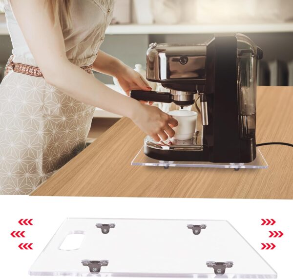 Appliance Sliders for Kitchen Appliances, Sliding Tray for Coffee Maker, Coffee Pot Slider Tray with Rubber Rolling Wheels for Heavy Kitchen Appliances like Blender (colorless, 10"D x 12"W) - Image 5