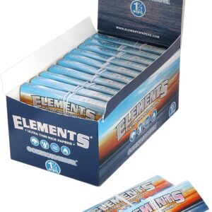 1 Box Elements Connoisseur Size 1 1/4 Ultra Thin Rolling Papers+Tips