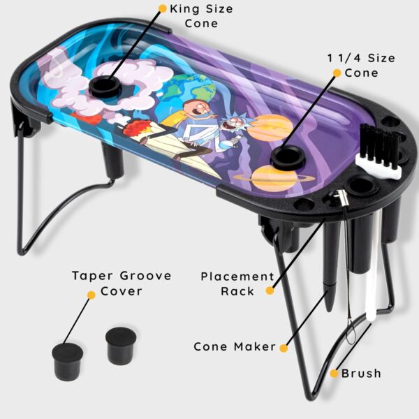 Rolling Tray with Cone Loader Accessories for King Size & 1 1/4 Size Pre Rolled Cones, Cone Filler & Foldable Stand - All-in-one Rolling Tray Set with Storage Bag by Gray Oval - Image 4