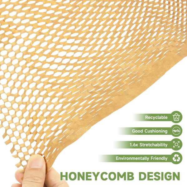 Honeycomb Packing Paper Wrap 15''x328', Substitute Alternative for Bubble Cushioning Wrap for Moving Shipping Packaging, Recyclable Moving Supplies with 48 Fragile Sticker Labels - Image 7
