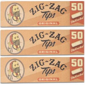 Zig-Zag Rolling Papers - Unbleached Filter Tips - Original Size - 5 Pack (50 Tips/Pack)