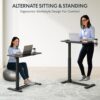 FLEXISPOT H7 Adjustable Overbed Bedside Table with Wheels Pneumatic Mobile Standing Desk Laptop Desk Rolling Computer Cart Movable Overbed Tables Hospital Home Use(27.6" W x 15.7" D, Black Table) - Image 8