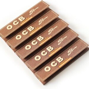 5 booklets x OCB Virgin King Size Slim UNBLEACHED Rolling paper - 160 papers