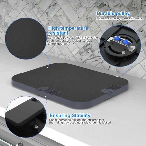 Two-Way Appliance Rolling Tray,16.9"x12.8"x0.9" Sliding Tray with 8 Wheels Load 110LBS, Extra Large Appliance Slider for Heavy Duty Stand Mixer Air Fryer Coffee Maker and Blender - Image 4