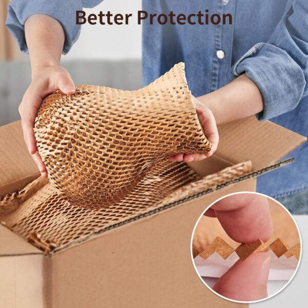 JARLINK Honeycomb Packing Paper, 15"x 213' Bubble Packing Wrap for Packing/Shipping/Moving, Eco-Friendly Bubble Packing Paper Wrapping Roll, Recyclable Moving Supplies With 20 Fragile Sticker Labels - Image 3