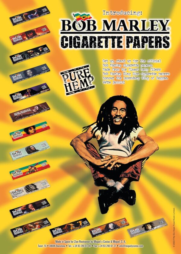 Bob Marley Rolling Paper - King Size (110mm) Cigarette Paper - Box of 50 Booklets (33 Leaves Per Book) - Image 4