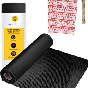 Honeycomb Packing Paper for Moving -15 In x 213 Ft, Shock Proof Black Wrapping Paper Roll for Shipping With 20 Fragile Stickers & 100Ft Jute Twine -Sustainable & Recyclable Moving Bubble Packing Roll