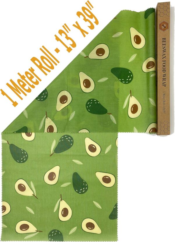 UGOS Organic Beeswax Food Wraps Roll - Reusable Bees Wax Paper Wrap (Green Avocado) - Image 2