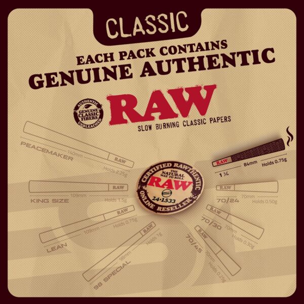 RAW Classic 1-1/4 Slow Burning Pre-Rolled Cones - 50 Pack and Cone Loader - Bundle - Image 5