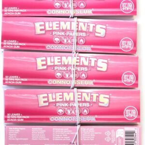 Elements PINK Connoisseur Thin King Size Slim Papers + Tips - 5 booklets