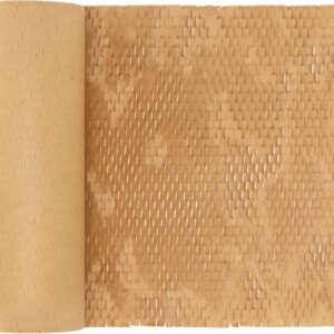 SEUNMUK 15 Inch x 328 Ft Honeycomb Packing Paper Pack Wrap Roll, Eco-Friendly Recyclable Honeycomb Cushioning Packaging Wrap, Brown Kraft Packaging Cushioning Paper for Packing and Moving