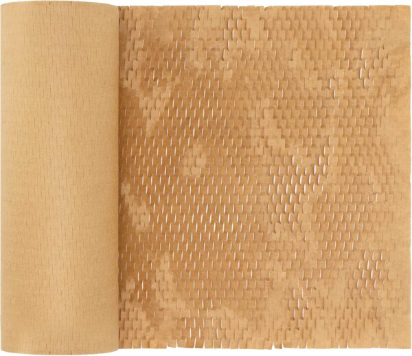 SEUNMUK 15 Inch x 328 Ft Honeycomb Packing Paper Pack Wrap Roll, Eco-Friendly Recyclable Honeycomb Cushioning Packaging Wrap, Brown Kraft Packaging Cushioning Paper for Packing and Moving