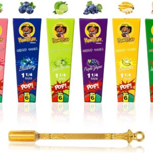 Flavoured Pre Rolled Cones With Pop Filter Tips | 6 Different Flavors | 1 1/4 Size Flavored Pre Rolling Cones, Filter Tip with Bursting Flavor Bead (1 1/4 Size, 6 Different Flavors), White