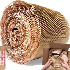 AlexHome Honeycomb Packing Paper,15" W x 200' L,Eco Friendly Biodegradable Bubble Cushioning Wrap,Honeycomb Wrapping Paper,Recyclable Cushioning Packing Material,Packing Paper Roll, Packing Supplies