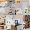 3 Tier Rolling Utility Cart with Drawer,REBECAT Utility Cart Made of Multifunctional Storage Organizer Tool for Kitchen,Bathroom,Living Room,Office(White) - Image 6