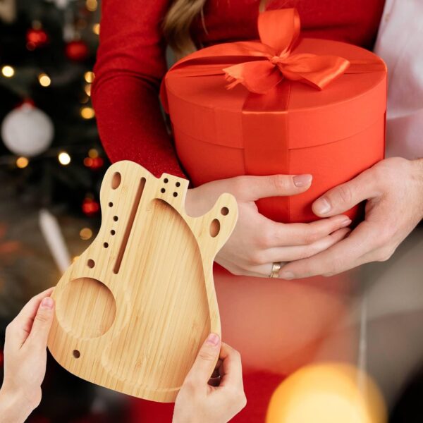 Bamboo Rolling Tray, Large Cigarette Tray, Decorative Tray with Rolling Paper Grinder Cigarette Slot(Guitar - 9.06'' x 7.29'') - Image 7