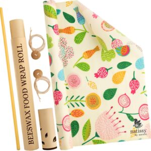 Reusable Beeswax Food Wrap; Roll 39″ Organic Beeswax Paper for Bread; Bowls & Food Storage Sustainable Alternative; Wax Paper for Covering Food Bowls